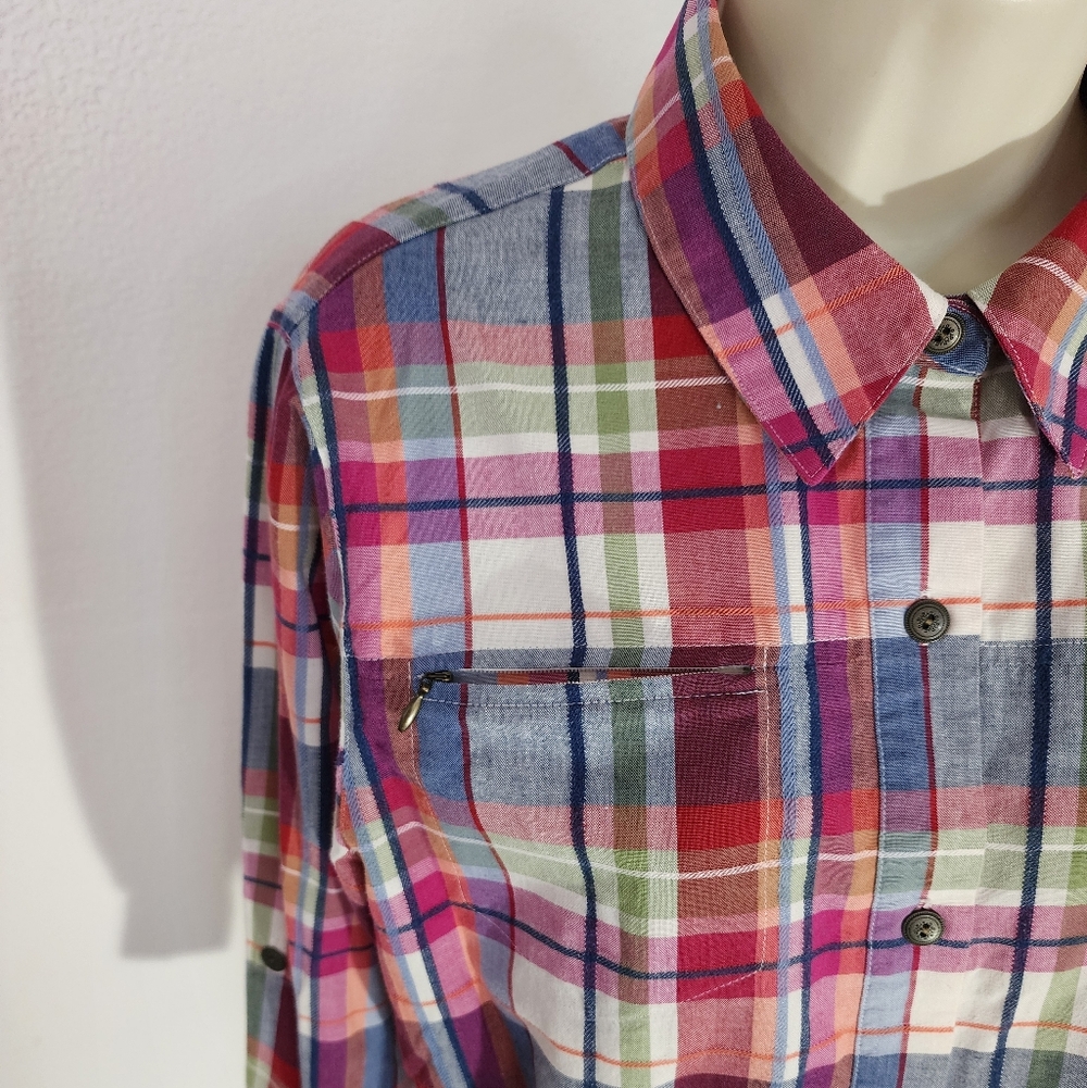 Alfred Dunner Shirt Plaid Cotton Blend Button Up Red Size 10 - Picture 10 of 15